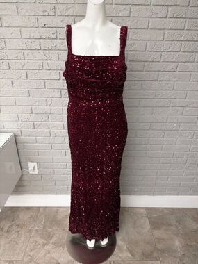 HY Women’s Square Neck Velvet Sequined Cocktail Dress Size 12